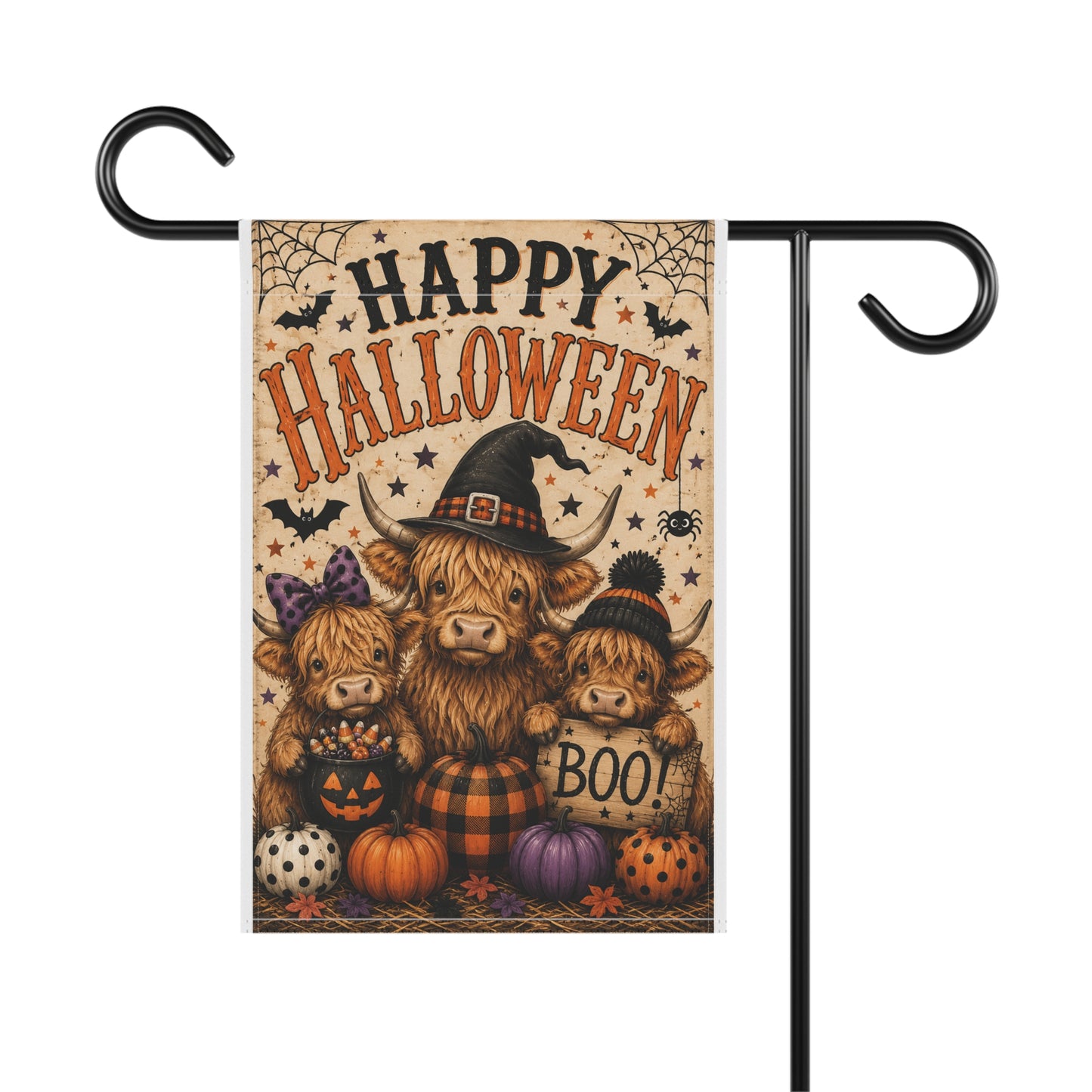 Happy Halloween Farm Cows Garden Flag